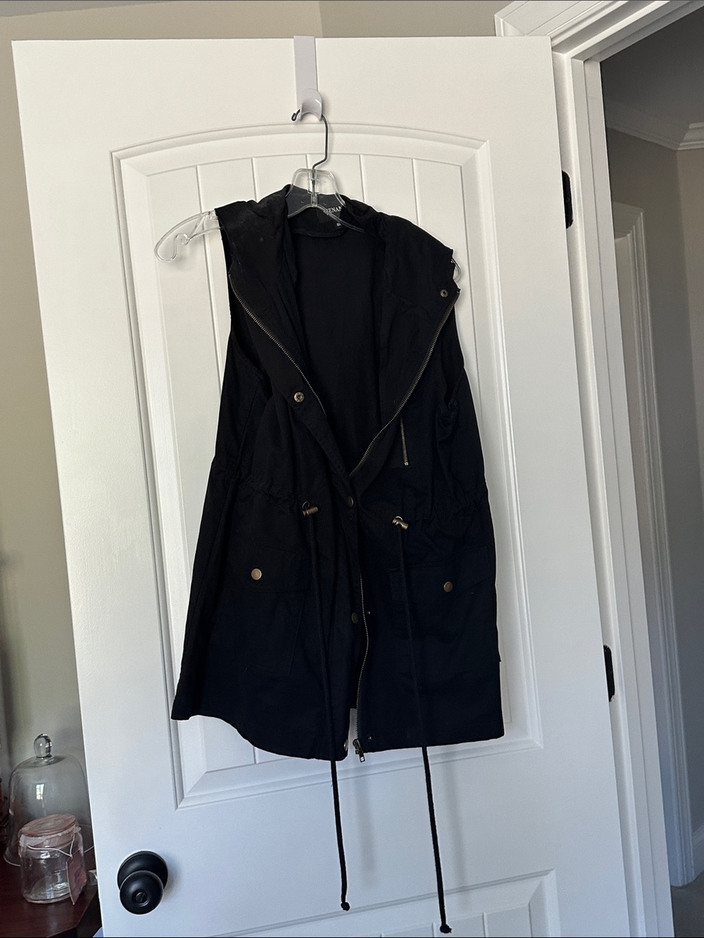 Women's Black Hooded Utility Vest